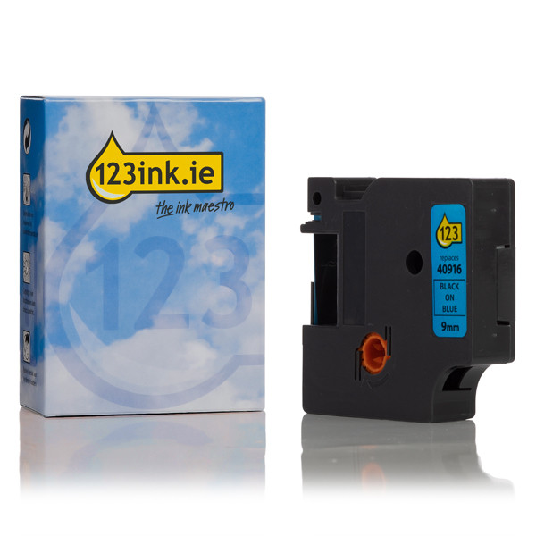 Συμβατή Ταινία Dymo S0720710 / 40916 7m x 9mm Black on Blue (123ink) S0720710C 088113 - 1
