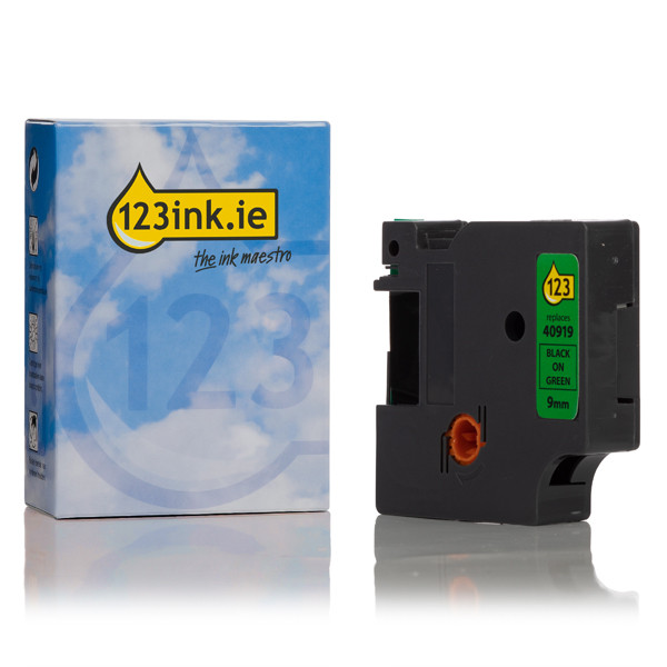 Συμβατή Ταινία Dymo S0720740 / 40919 7m x 9mm Black on Green (123ink) S0720740C 088119 - 1