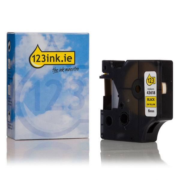 Συμβατή Ταινία Dymo S0720790 / 43618 7m x 6mm Black on Yellow (123ink) S0720790C 088005 - 1