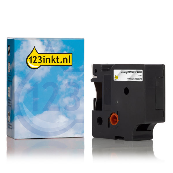 Συμβατή Ταινία Dymo S0720820 / 45800 7m x 19mm Black on Transparent (123ink) S0720820C 088401 - 1