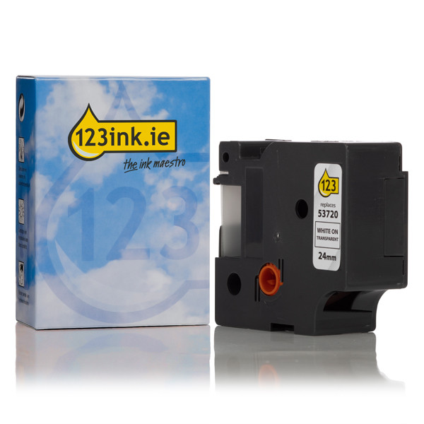 Συμβατή Ταινία Dymo S0721000 / 53720 White on Transparent 7m x 24 mm (123ink) 088437 - 1