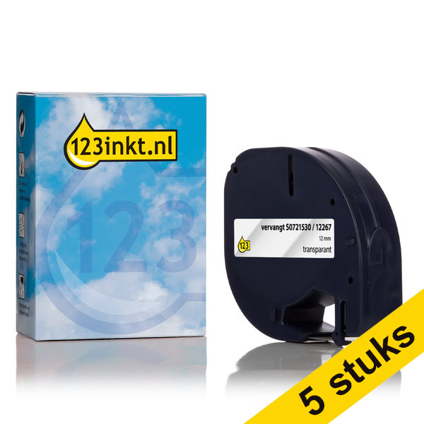 Συμβατή Ταινία Dymo S0721530 / 12267 4m x 12mm Transparent (123ink) 5-pack S0721530C 650517 - 1
