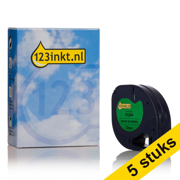 Συμβατή Ταινία Dymo S0721640 / 91204 4m x 12mm Green (123ink) 5-pack S0721640C 650566 - 1