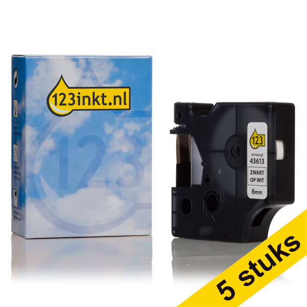 Συμβατή Ταινίια Dymo S0720780 / 43613 7m x 6mm Black on Transparent (123ink) 5-pack S0720780C 650533 - 1