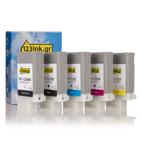 Συμβατό Μελάνι Canon PFI-120 MBK/BK/C/M/Y 5-pack (123ink) 130714 - 1