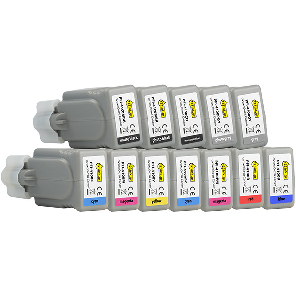 Συμβατό Μελάνι Canon PFI-4100 MBK/PBK/C/M/Y/PC/PM/GY/PGY/R/B/CO 12-pack (123ink) 130747 - 1