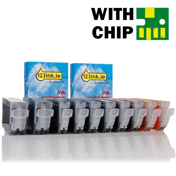 Συμβατό Μελάνι Canon PGI-5BK / CLI-8BK/C/M/Y 10-pack (123ink) 0620B001C 0621B001C 0622B001C 0623B001C 0628B001C 127112 - 1