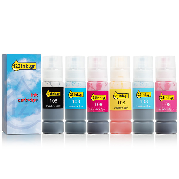 Συμβατό Μελάνι Epson 108 BK/C/M/Y/LC/LM 6-pack (123ink) 160683 - 1