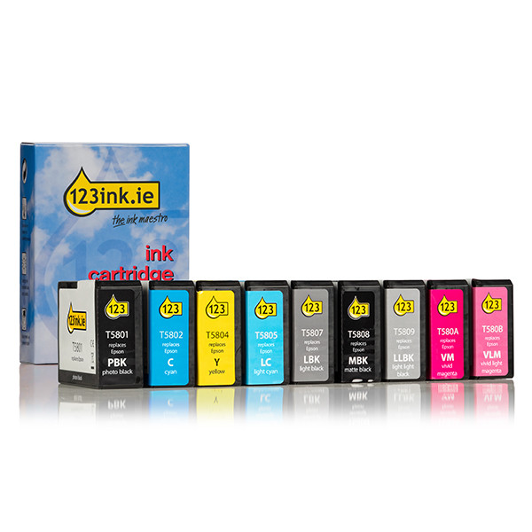 Συμβατό Μελάνι Epson T580 series 11-pack (123ink) C13T580100C C13T580200C C13T580400C C13T580500C C13T580700C 127064 - 1