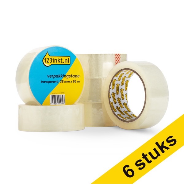 Ταινία συσκευασίας 123ink διαφανής 38 mm x 66 m (6 ρολά) 301988 - 1