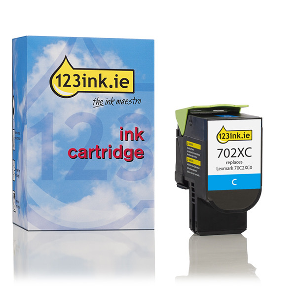 Τόνερ κυανού χρώματος Lexmark 702XC (70C2XC0) εξαιρετικά υψηλής χωρητικότητας (123ink) 70C2XC0C 037257 - 1