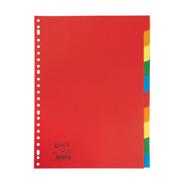 Φύλλα χαρτονιού A4 για ντοσιέ, χρωματιστά με 10 ενότητες (23 οπών) (123ink) 302468 - 1