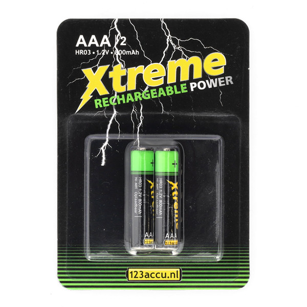 Επαναφορτιζόμενη μπαταρία Ni-Mh AAA / HR03 Xtreme Power 123 accu (2 τεμάχια) ADR00082 - 1