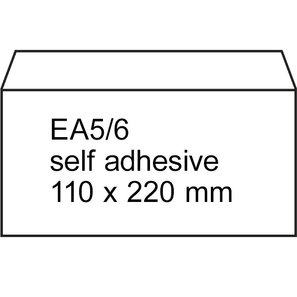 123ink EA5/6 λευκός αυτοκόλλητος φάκελος με αυτοκόλλητη ταινία, 110mm x 220mm (500-συσκευασία) 123-201520 201520C 209006 88098970C 300909 - 1