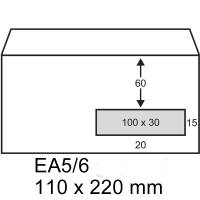 123ink EA5/6 λευκός φάκελος σέρβις παράθυρο δεξιά, 110mm x 220mm (500-συσκευασία) 123-202030 202030C 209016 88099496C 300911