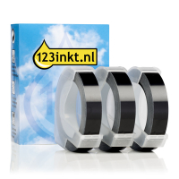 123ink S0847730 λευκό σε μαύρη ανάγλυφη ταινία (συσκευασία 3)