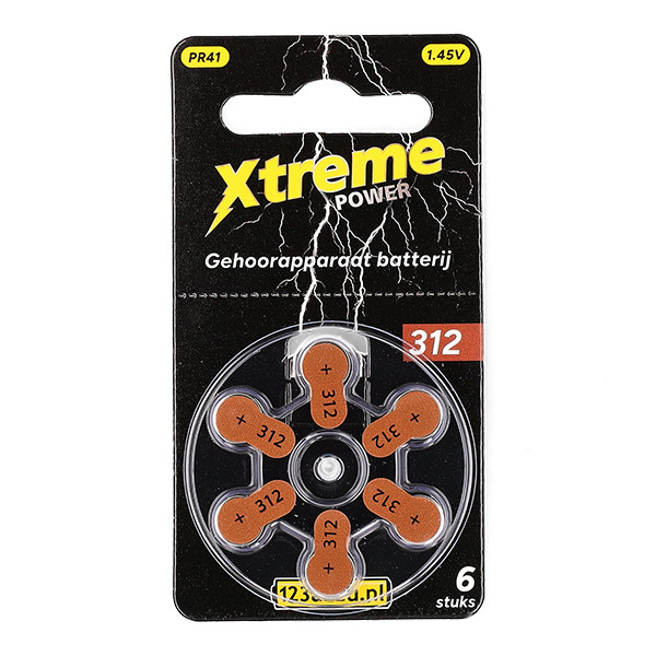 123ink Xtreme Power 312 / PR41 / Καφέ μπαταρία ακουστικού βαρηκοϊας (6-pack) ADR00355 - 1