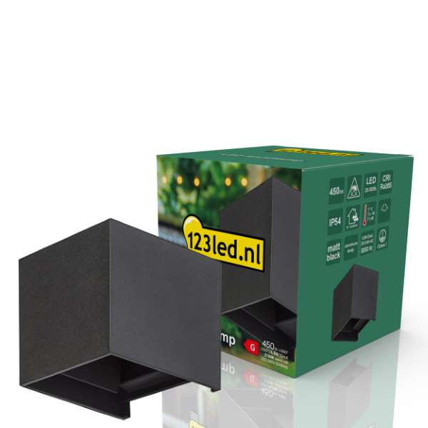 123inkt Απλίκα τοίχου 123 led Amarillo μαύρη 2700K HS-6W-WOD001-BLACK LDR08546 - 2