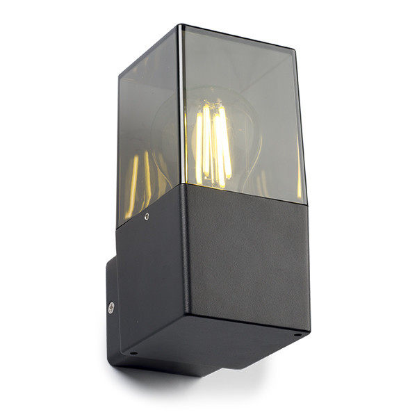 123inkt Απλίκα τοίχου 123 led Smokey black τετράγωνη κατάλληλη για 1x E27 6152 LDR08512 - 1
