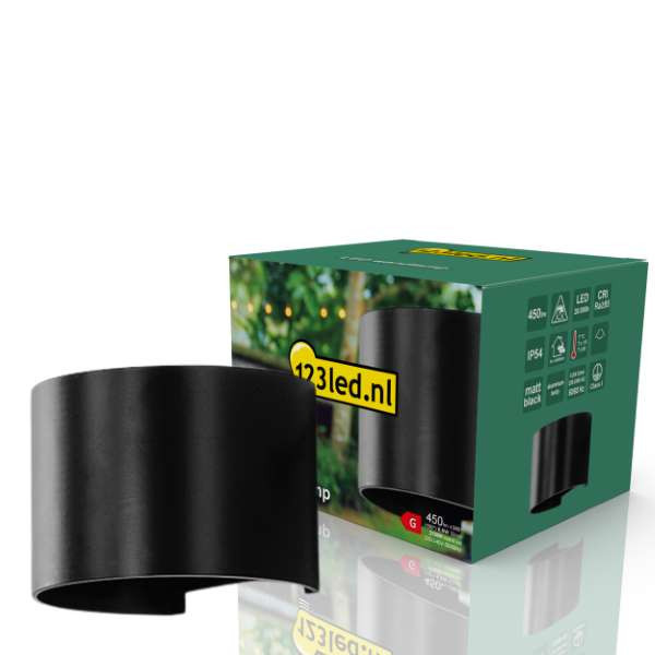 123inkt Επιτοίχιο φωτιστικό 123 led Alvin μαύρο 2700K HS-6W-WOD001-ND LDR08548 - 2