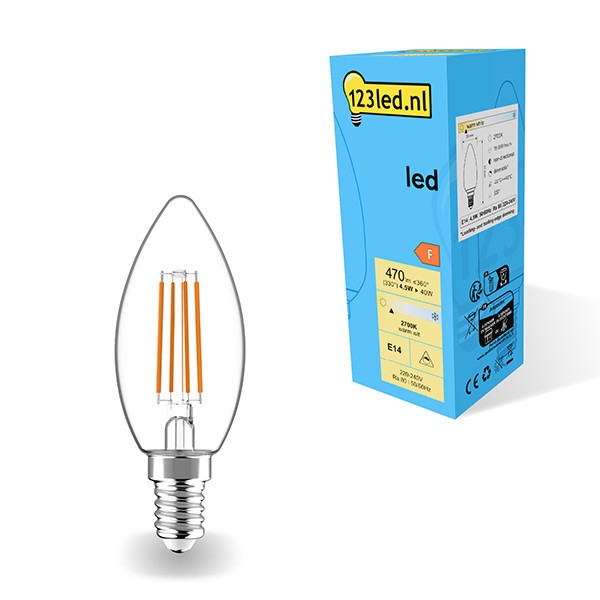 123inkt Λαμπτήρας Διάφανος κερί123 led E14 με ρυθμιζόμενο LED 4,5W (40W)  LDR01882 - 1