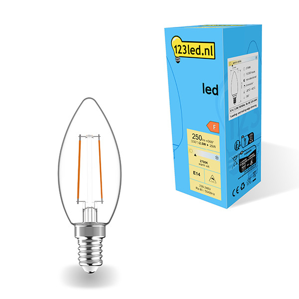 123inkt Λαμπτήρας Διάφανος κερί 123 led E14 LED διαφανής ρυθμιζόμενος, 2,5W (25W)  LDR01880 - 1