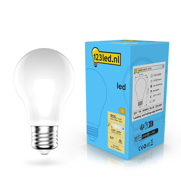 123inkt Λαμπτήρας ματ 123 led E27 LED με ρυθμιζόμενο φωτισμό 7W (60W)  LDR02092 - 1