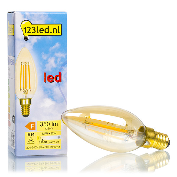 123inkt Λαμπτήρας LED 123LED E14 Candle Filament Dimmable 2200K 350lm 4.1W Extra Warm White  LDR01662 - 1