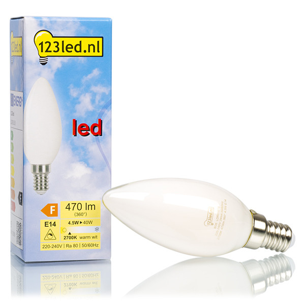 123inkt Λαμπτήρας LED 123LED E14 Candle Mat Filament Dimmable 2700K 470lm 4.5W Warm White  LDR01618 - 1