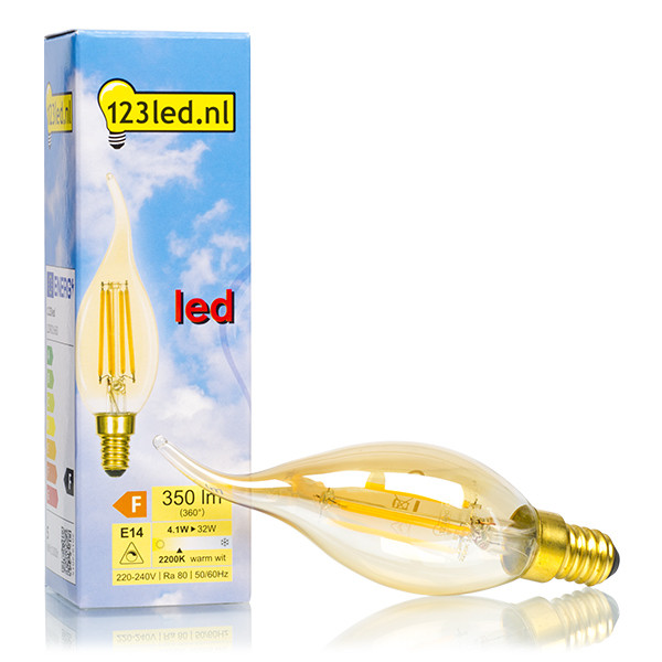 123inkt Λαμπτήρας LED 123LED E14 Deco Candle Filament Dimmable 2200K 350lm 4.1W Extra Warm White  LDR01660 - 1