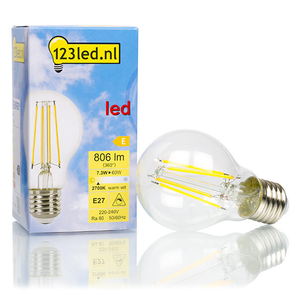 123inkt Λαμπτήρας LED 123LED E27 Filament Dimmable 2700K 806lm 7.3W Warm White  LDR01602 - 1