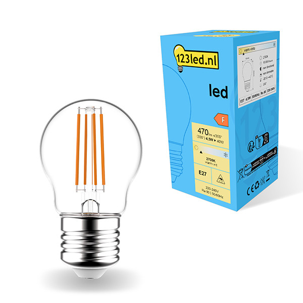 123inkt Λαμπτήρας LED 123led E27 P45 Filament 2700K 470lm 4.5W Warm White  LDR01824 - 1