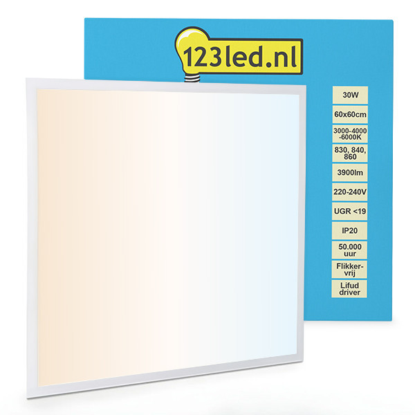 123inkt Πάνελ 123 led 60x60 cm θερμό λευκό, φωτεινό λευκό ή ψυχρό λευκό | 3000-4000-6000K | 3900 lumens (30W)  LDR08712 - 1