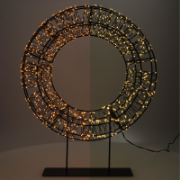 Χριστουγεννιάτικο στεφάνι LED 123 σε βάση 36 cm, έξτρα ζεστό λευκό & ζεστό λευκό, 1200 φώτα μαύρο LDR07325