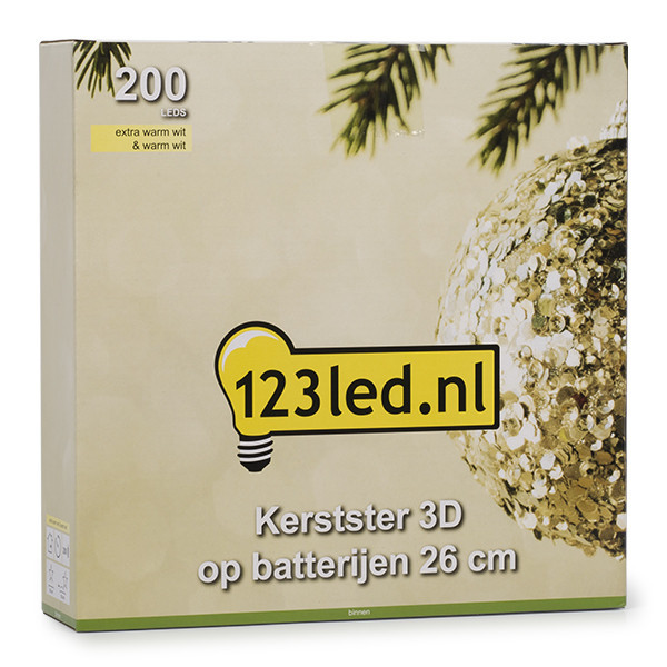123LED Χριστουγεννιάτικο αστέρι 3D με μπαταρία 26 cm εξαιρετικά ζεστό λευκό & ζεστό λευκό 200 φώτα μαύρο LDR07285 - 5
