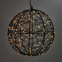 123 λάμπα LED Χριστουγεννιάτικη Ø 18 cm εξαιρετικά ζεστό λευκό & ζεστό λευκό 200 λαμπάκια μαύρο LDR07334