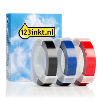 123 μελάνι letter press S0847750 μαύρη/μπλε/κόκκινη ανάγλυφη ταινία (συσκευασία 3)