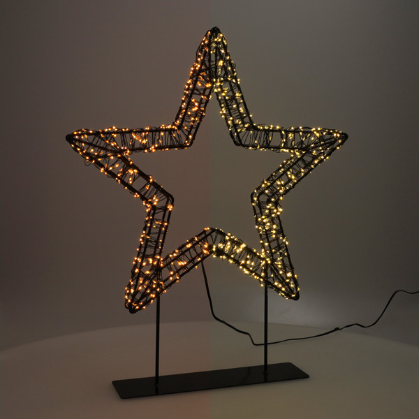 123 LED χριστουγεννιάτικο αστέρι σε βάση 36 cm έξτρα ζεστό λευκό & ζεστό λευκό 800 φώτα μαύρο LDR07326 - 1