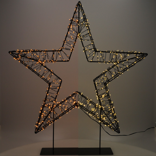 123 LED χριστουγεννιάτικο αστέρι σε βάση 56 cm έξτρα ζεστό λευκό & ζεστό λευκό 1200 φώτα μαύρο LDR07327 - 1