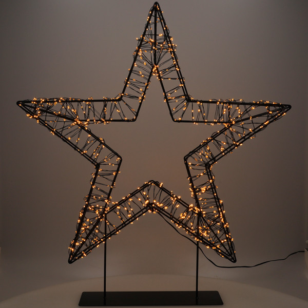 123 LED χριστουγεννιάτικο αστέρι σε βάση 56 cm έξτρα ζεστό λευκό & ζεστό λευκό 1200 φώτα μαύρο LDR07327 - 2