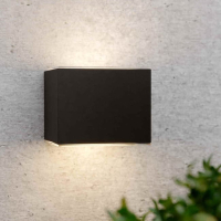 123 led μαύρο ηλιακό επιτοίχιο φωτιστικό Avon με ανοδική και καθοδική λειτουργία LDR08535