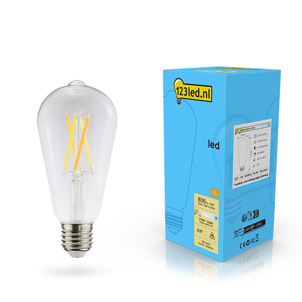 123inkt 123 led E27 LED με ρυθμιζόμενο Λαμπτήρα Edison 7W (60W)  LDR02118 - 1