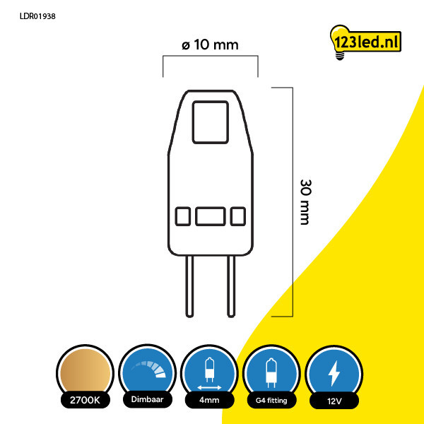 123 led G4 LED κάψουλα με δυνατότητα ρύθμισης φωτεινότητας 1.1W (14W) LDR01938 - 2