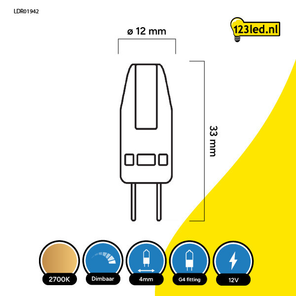 123 led G4 LED με δυνατότητα ρύθμισης έντασης, κάψουλα 1,5W (17W) LDR01942 - 2
