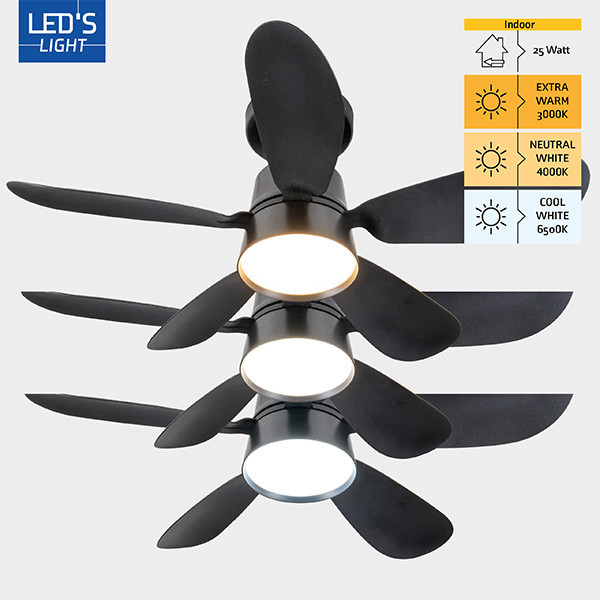 Ανεμιστήρας οροφής με λάμπα LED | Ø 53 cm | 3000-6500K | Μαύρο | 25W LDR06824 - 2