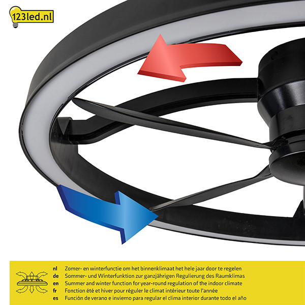 Ανεμιστήρας οροφής με λάμπα LED | Ø 61,3 cm | 2200-6500K | Μαύρο | 27W LDR02467 - 5