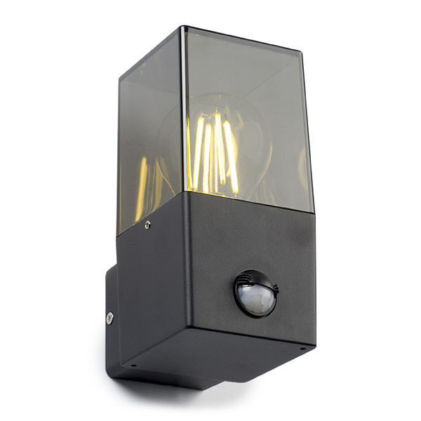 Απλίκα τοίχου 123led Smokey black τετράγωνη με αισθητήρα κατάλληλη για 1x E27 LDR08513 - 1