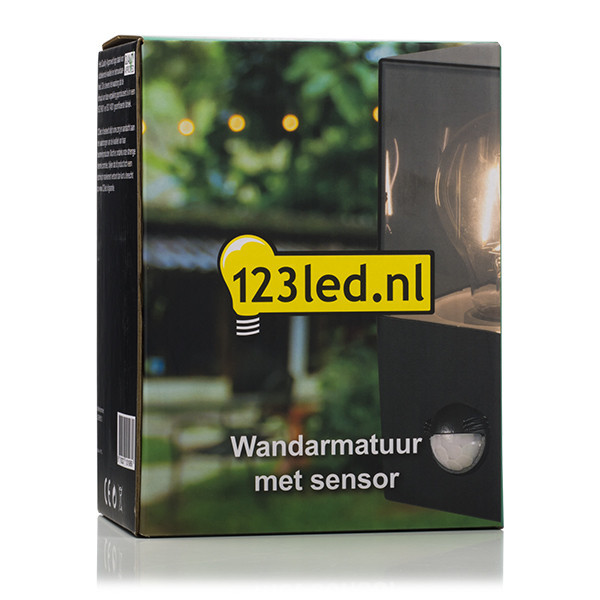 Απλίκα τοίχου 123led Smokey black τετράγωνη με αισθητήρα κατάλληλη για 1x E27 LDR08513 - 5