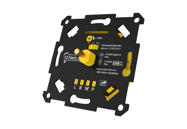 Εντοιχιζόμενος ρυθμιστής LED 3-250W, διακόπτης φάσης (RLC), 123led, μάρκας σπιτιού LDR02419 - 2