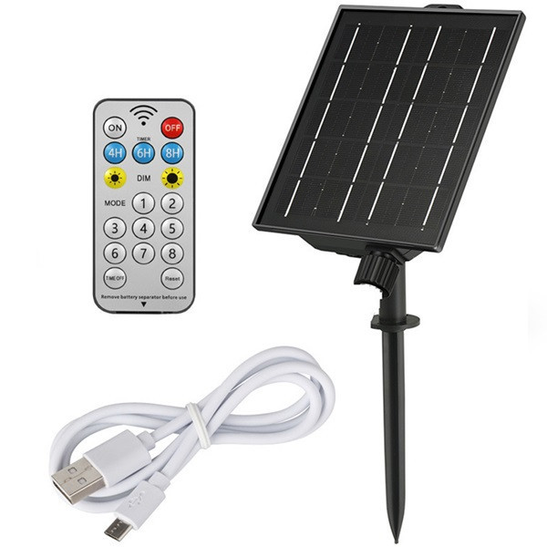 Ηλιακό πάνελ 123 led με USB για φωτεινή σειρά σε μαύρο χρώμα LDR08587 - 1